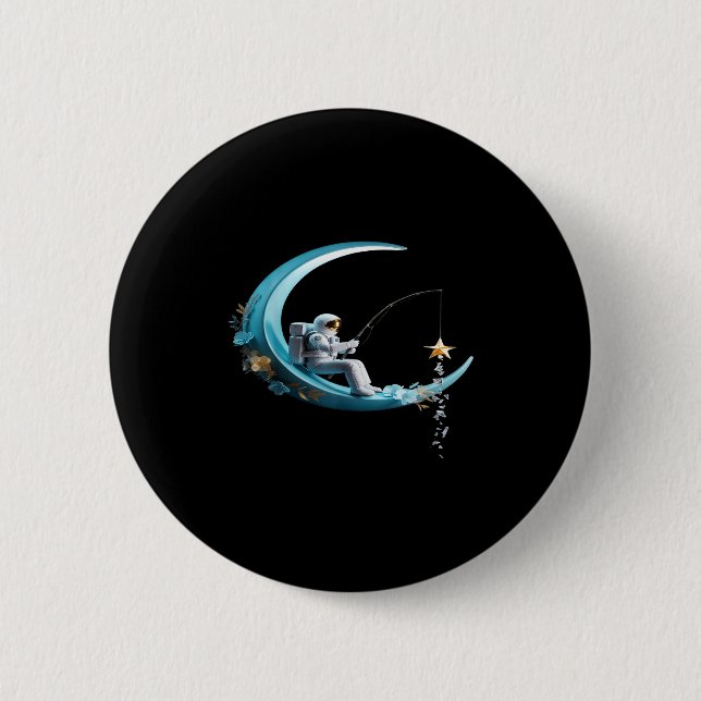 Funny Astronaut Christmas Floral Chinoiserie Space Button (Vorderseite)