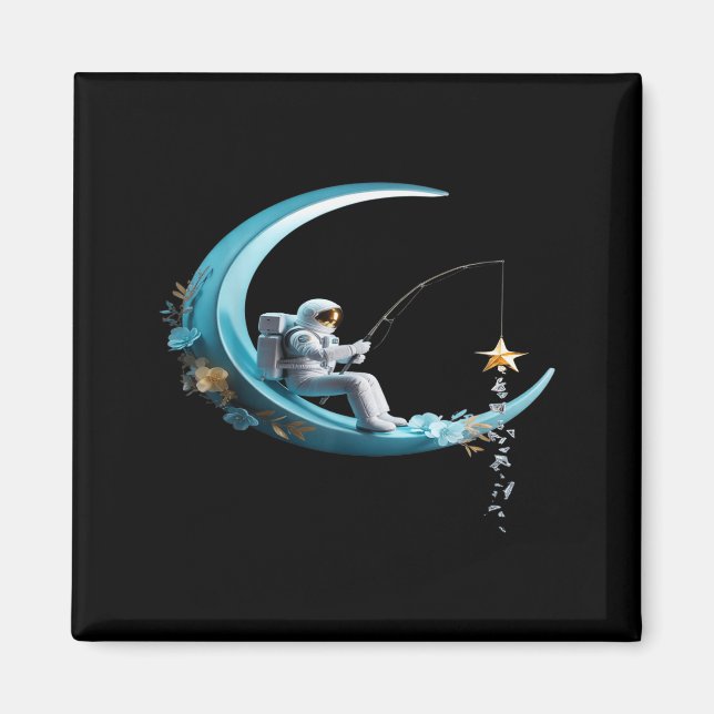 Funny Astronaut Christmas Floral Chinoiserie Space Magnet (Vorne)