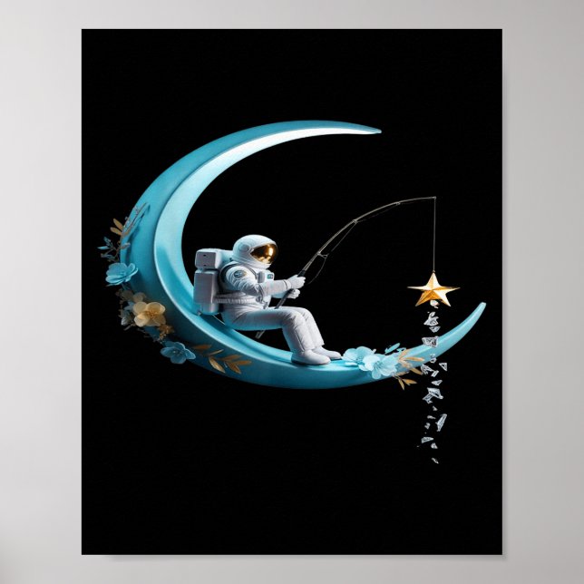 Funny Astronaut Christmas Floral Chinoiserie Space Poster (Vorne)