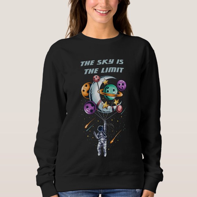 Funny Astronaut Holding a Balloon Planets Sweatshirt (Vorderseite)