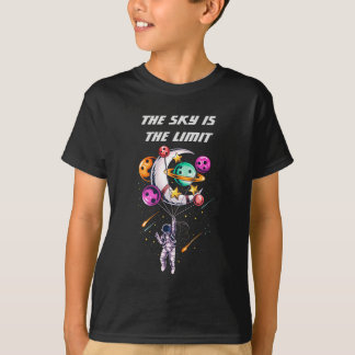 Funny Astronaut Holding a Balloon Planets T-Shirt