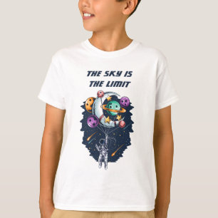 Funny Astronaut Holding a Balloon Planets T-Shirt