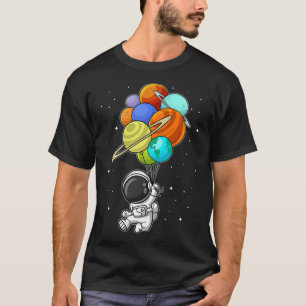 Funny Astronaut Holding Planet Balloons Weltraumki T-Shirt