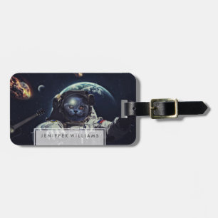 Funny Astronaut Kurzhaarkatze im Weltraum Gepäckanhänger