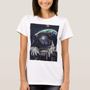 Funny Astronaut Kurzhaarkatze im Weltraum T-Shirt