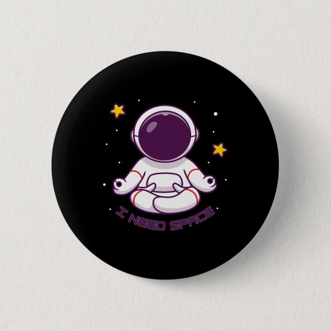 Funny Astronaut Meditation I Neust Space - Yoga In Button (Vorderseite)
