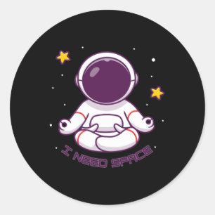 Funny Astronaut Meditation I Neust Space - Yoga In Runder Aufkleber