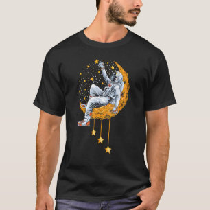 Funny Astronaut Moon Planets Colorful Space Graphi T-Shirt