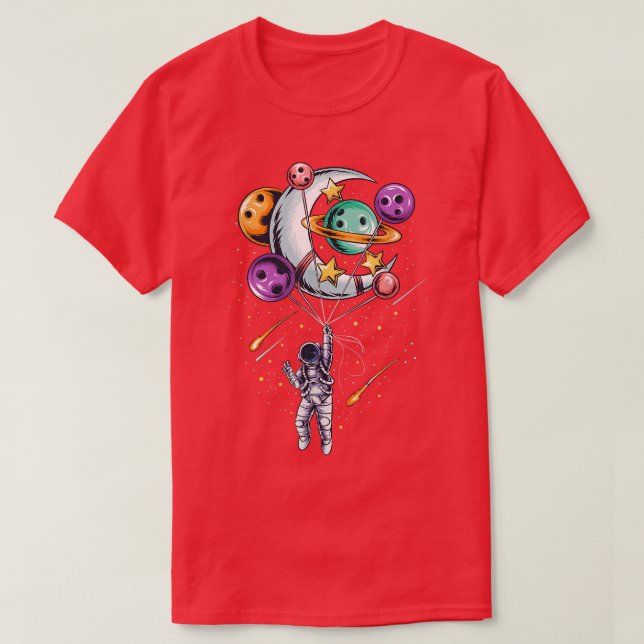 Funny Astronaut Planets Moon With Hand space  T-Shirt (Design vorne)