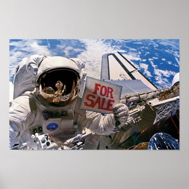 Funny Astronaut - Satelliten zum Verkauf Poster (Vorne)