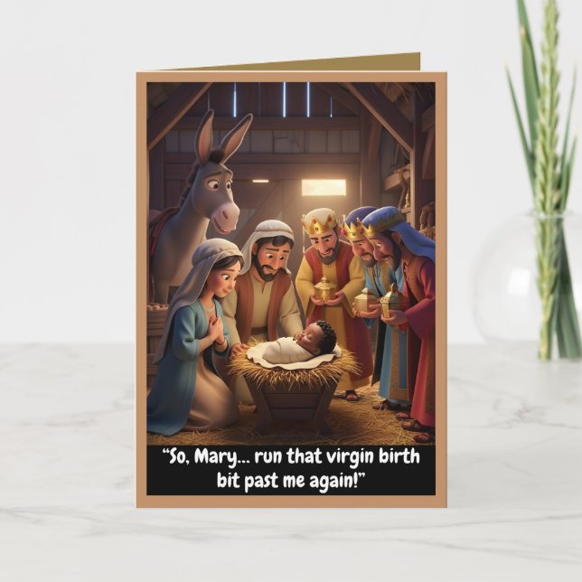 Funny atheist card, virgin birth theme karte (Vorderseite)