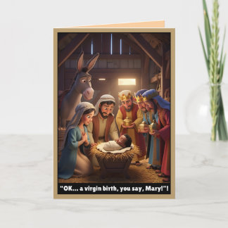 Funny atheist card, virgin birth theme karte