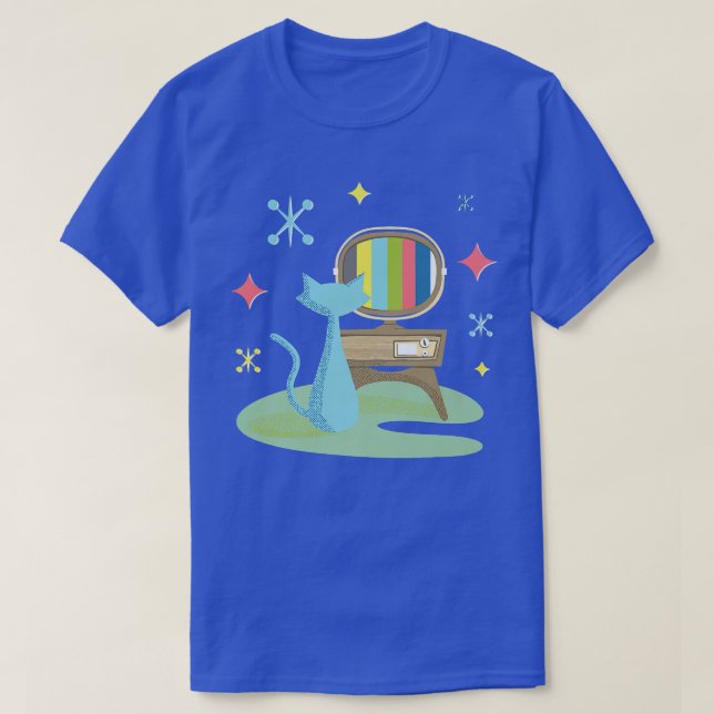 Funny Atomcat Watching Retro Fernsehen mit Vi T-Shirt (Design vorne)