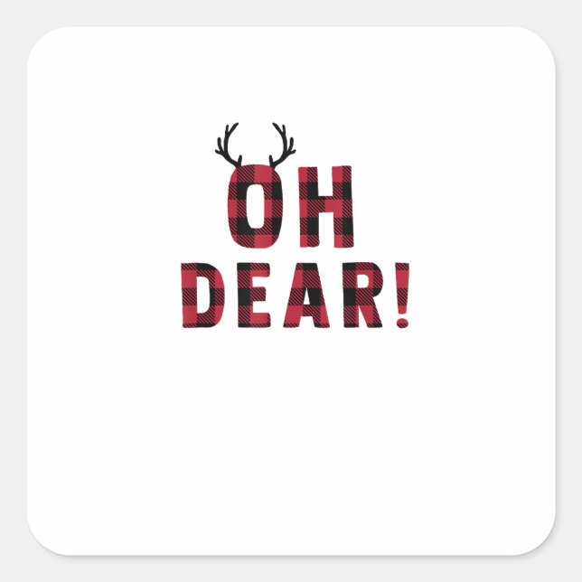 Funny Attitude Oh Dear Plaid Deer Creative Design  Quadratischer Aufkleber (Vorderseite)