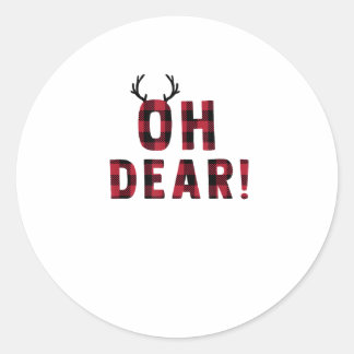 Funny Attitude Oh Dear Plaid Deer Creative Design Runder Aufkleber