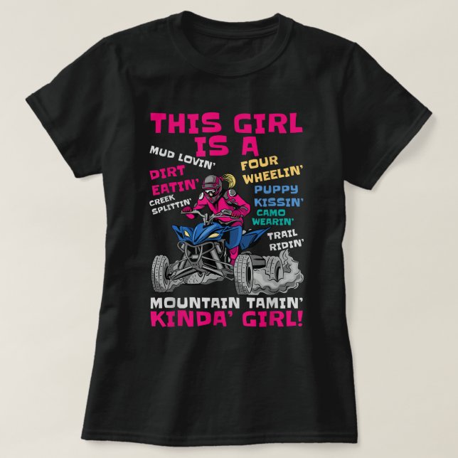 Funny ATV Quad Bike Reiten Girl All-Terrain Four W T-Shirt (Design vorne)