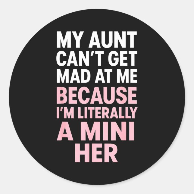 Funny Aunt Niece Mini Her Matching Family Quote  Runder Aufkleber (Vorderseite)