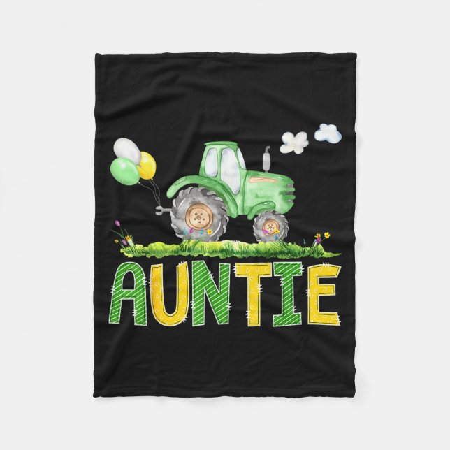 Funny Auntie Birthday Boy Tractor Farm Truck Match Fleecedecke (Vorderseite)