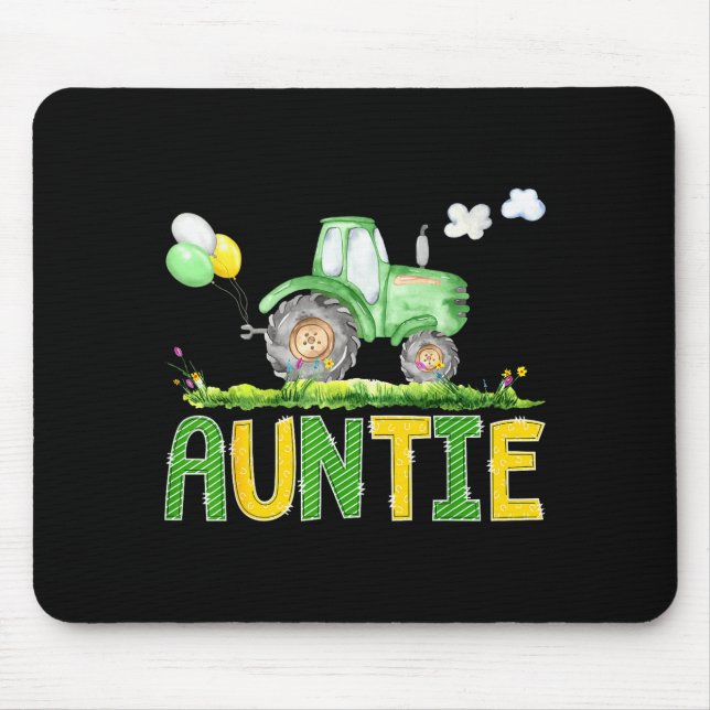 Funny Auntie Birthday Boy Tractor Farm Truck Match Mousepad (Vorne)