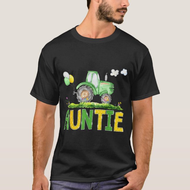 Funny Auntie Birthday Boy Tractor Farm Truck Match T-Shirt (Vorderseite)