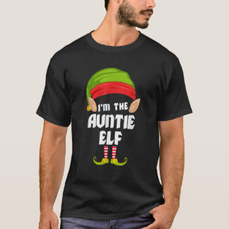 Funny Auntie Elf Matching Family Group PJ Christma T-Shirt