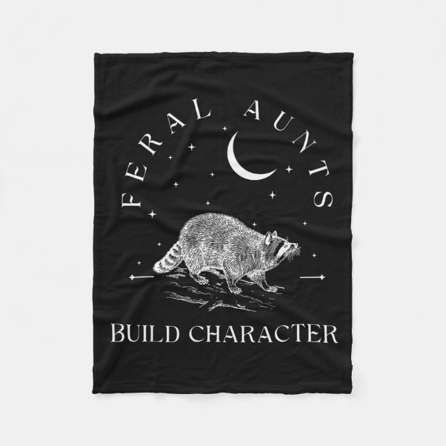 Funny Auntie Feral Aunts Build Character Raccoon L Fleecedecke (Vorderseite)