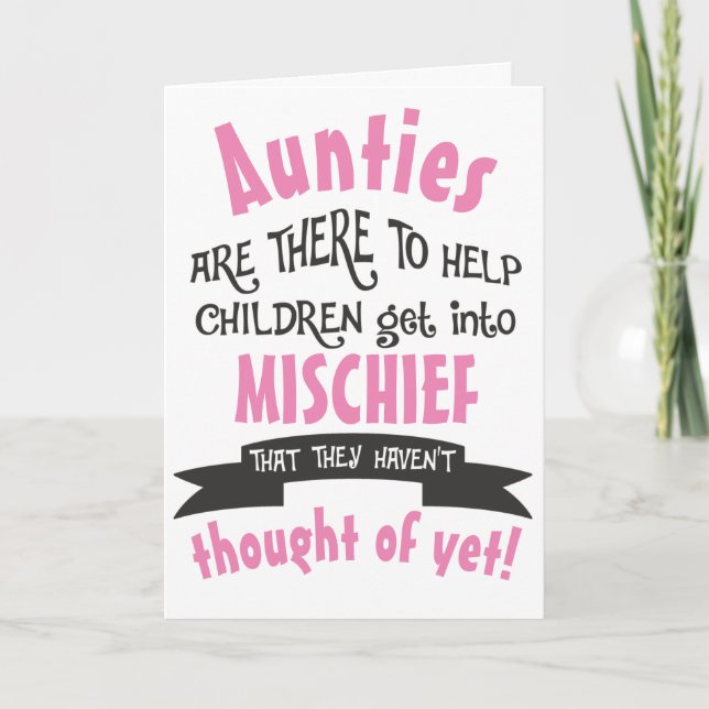 Funny Auntie Mischief Birthday Karte (Vorderseite)