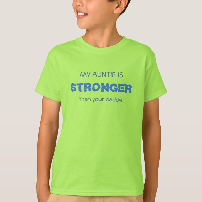 Funny AUNTIE STRONGER blue T-Shirt (Vorderseite)