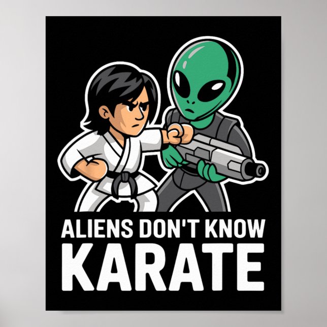 Funny Außerirdischen Karate Comt Gift Martial Arts Poster (Vorne)