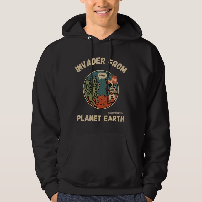 Funny Außerirdischen und Astronaut im Weltraum Hoodie (Vorderseite)
