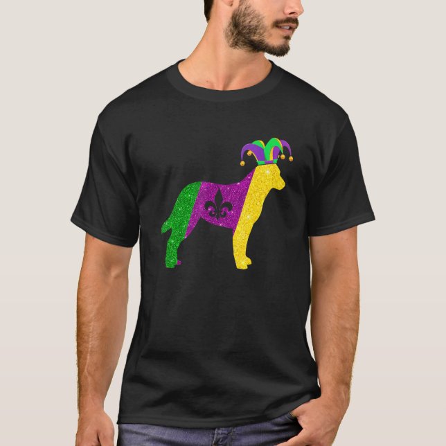 Funny Australian Cattle Dog Mardi Gras Party Mask  T-Shirt (Vorderseite)
