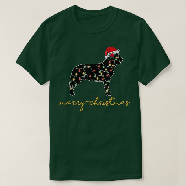 Funny Australian Cattle Dog Tree Christmas Lights T-Shirt (Design vorne)