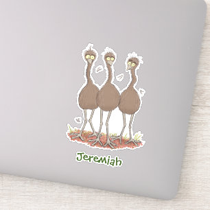 Funny Australian emu trio Cartoon Illustration Aufkleber