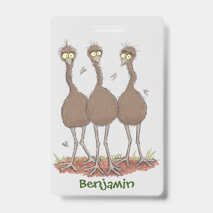 Funny Australian emu trio Cartoon Illustration Ausweis