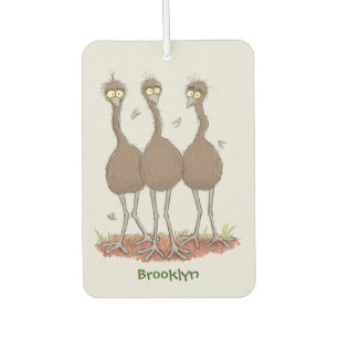 Funny Australian emu trio Cartoon Illustration Autolufterfrischer