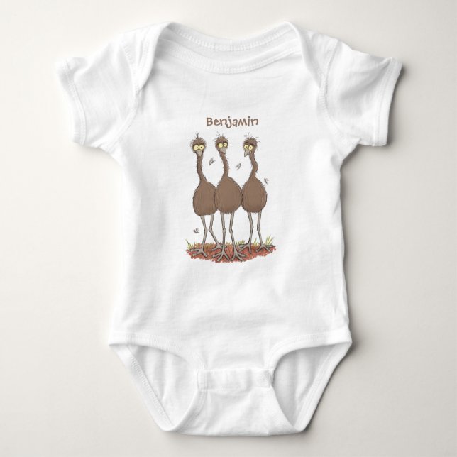 Funny Australian emu trio Cartoon Illustration Baby Strampler (Vorderseite)