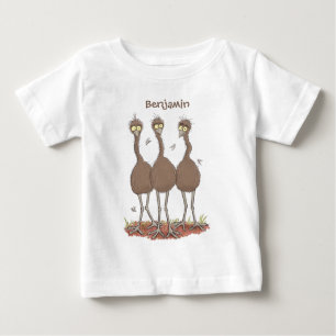 Funny Australian emu trio Cartoon Illustration Baby T-shirt