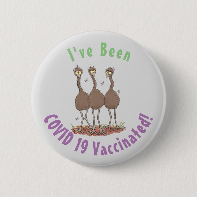 Funny Australian emu trio Cartoon Illustration Button (Vorderseite)