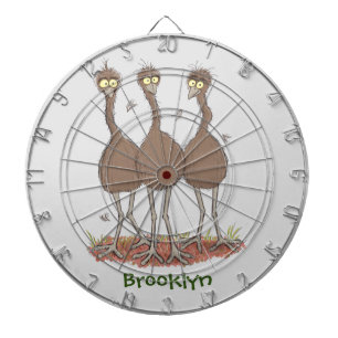 Funny Australian emu trio Cartoon Illustration Dartscheibe