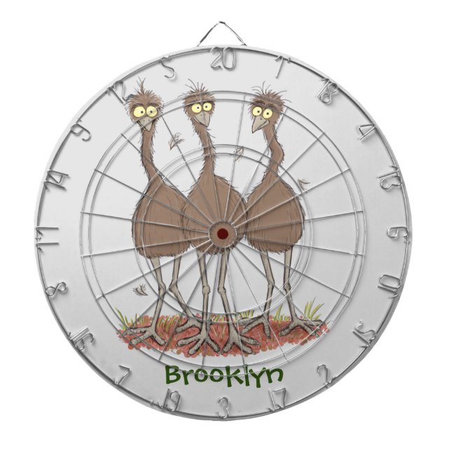 Funny Australian emu trio Cartoon Illustration Dartscheibe (vorne)