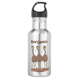 Funny Australian emu trio Cartoon Illustration Edelstahlflasche