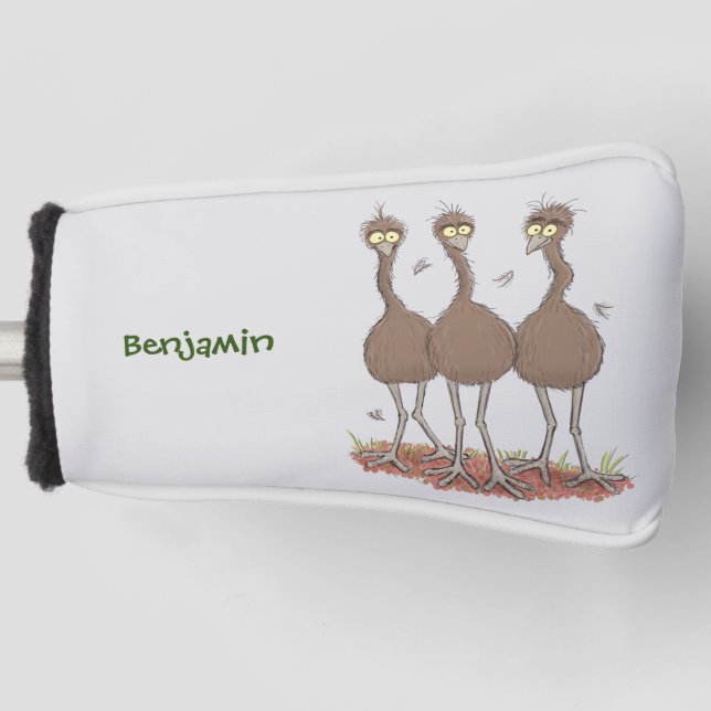Funny Australian emu trio Cartoon Illustration Golf Headcover (Vorderseite)
