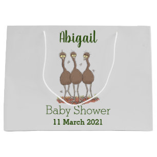 Funny Australian emu trio Cartoon Illustration Große Geschenktüte
