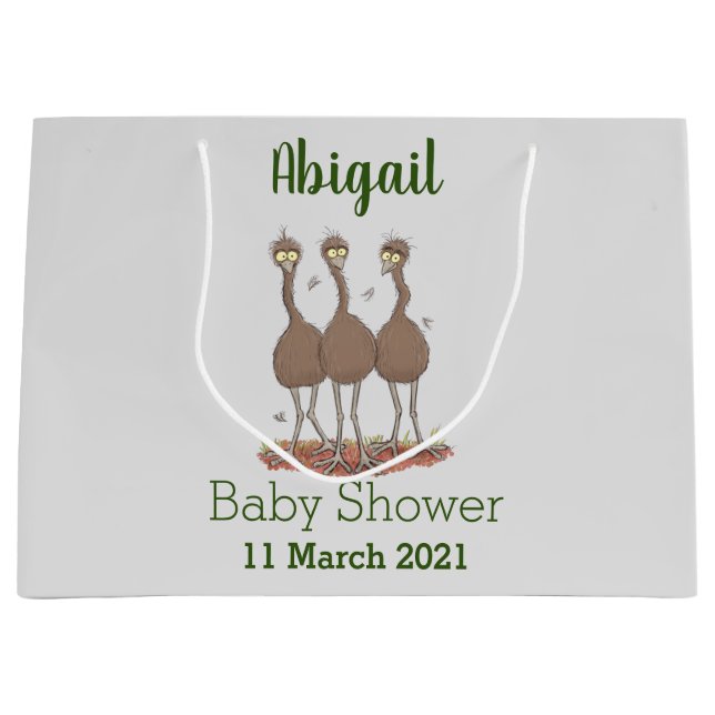 Funny Australian emu trio Cartoon Illustration Große Geschenktüte (Vorderseite)