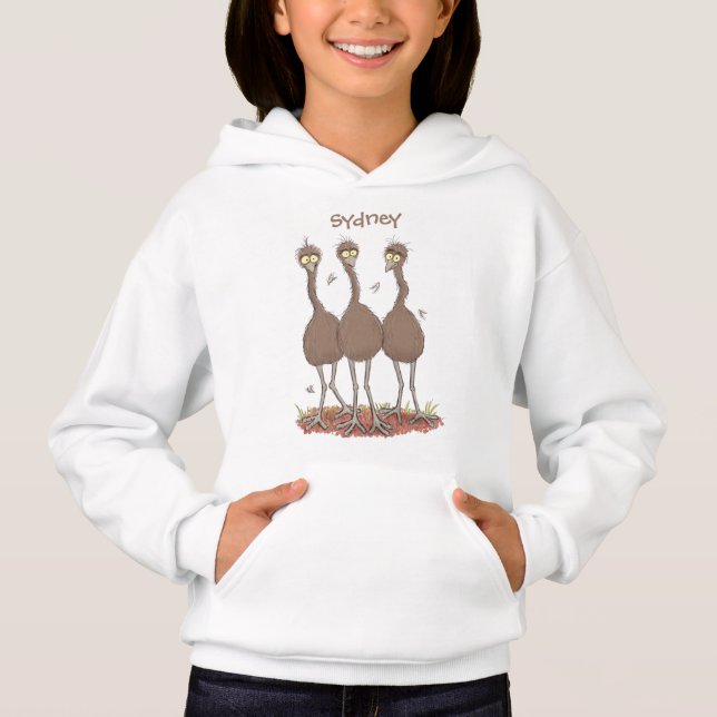 Funny Australian emu trio Cartoon Illustration Hoodie (Vorderseite)