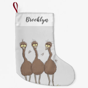 Funny Australian emu trio Cartoon Illustration Kleiner Weihnachtsstrumpf