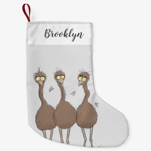 Funny Australian emu trio Cartoon Illustration Kleiner Weihnachtsstrumpf (Vorderseite)