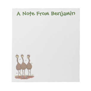 Funny Australian emu trio Cartoon Illustration Notizblock