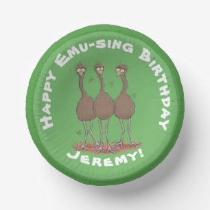 Funny Australian emu trio Cartoon Illustration Pappteller