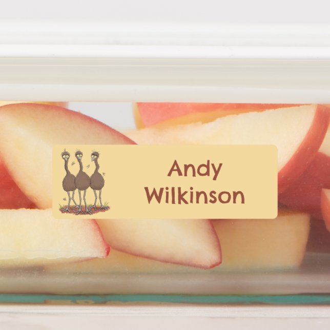 Funny Australian emu trio Cartoon personalisiert Etiketten (Befestigt)